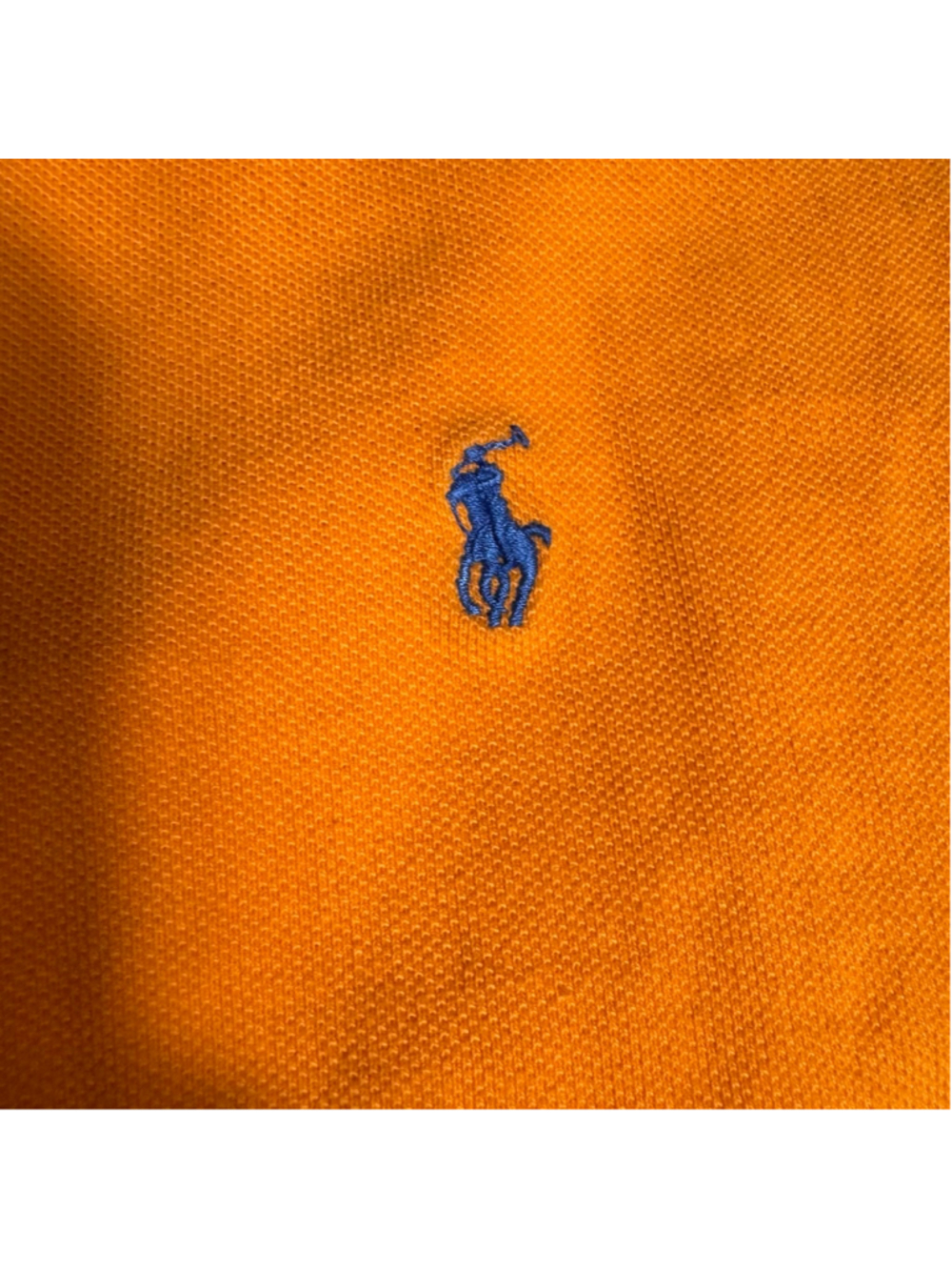Boys Polo Ralph Lauren Orange Polo Shirt with Blue Logo L 14/16 - Picture 3 of 6